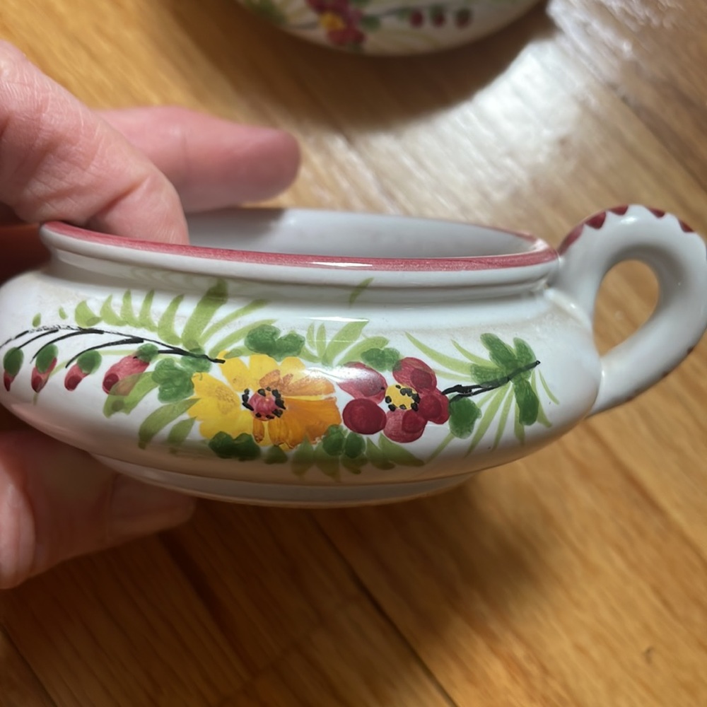 Floral Ceramic Bowl with Handles
